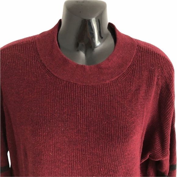 AMERICA EAGLE JEGGING  FIT tunic sweater. Wine colour, navy detail crew neck - Picture 3 of 7